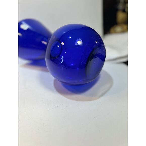 RARE- Vtg Pilgrim Glass 10" Hand Blown Cobalt Glass Vase-Mid Century Modern- - Picture 6 of 10